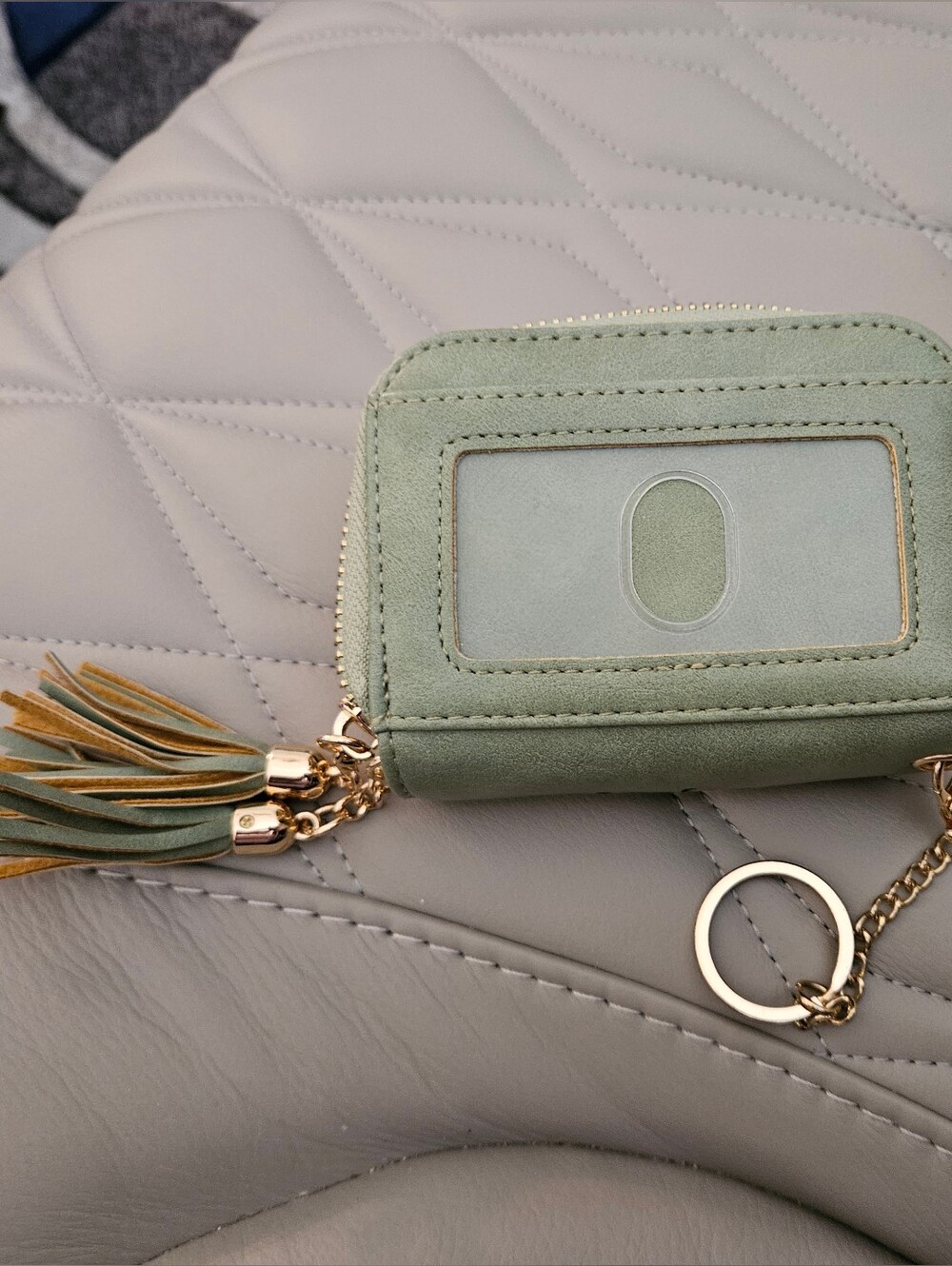 Mint Green Tassel Keychain Wallet - Picture 2 of 5